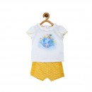 Miniklub Knit Top And Shorts Set - White/Yellow, 0-3m